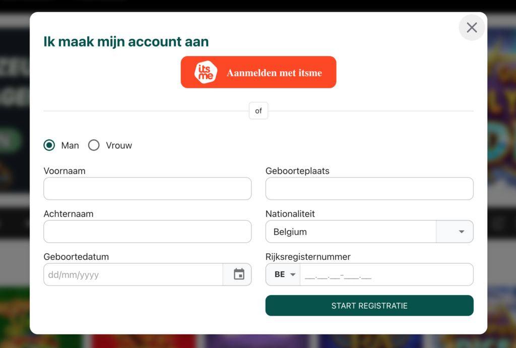 Registratie bij BeCasino online casino